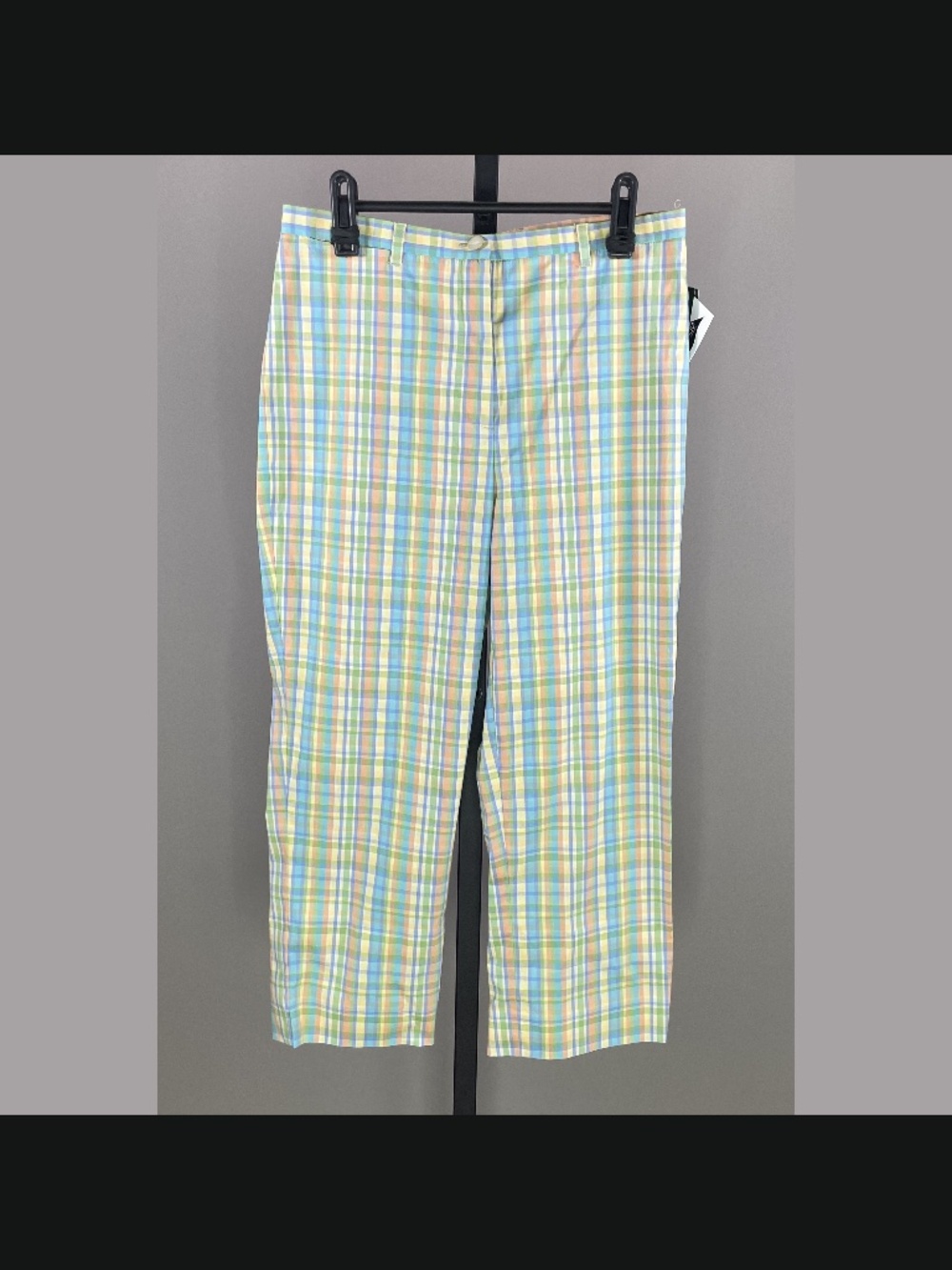 NEW Ralph Lauren LRL Pants Womens 4 green blue yellow plaid straight crop preppy